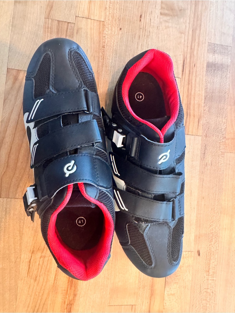 Peloton Black Cycling Shoes with Red Lining